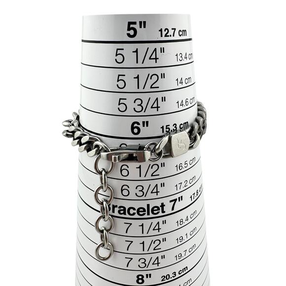 Fossil Stainless Steel Textured Smooth Reversible Unisex Curb Chain Bracelet - Picture 9 of 9